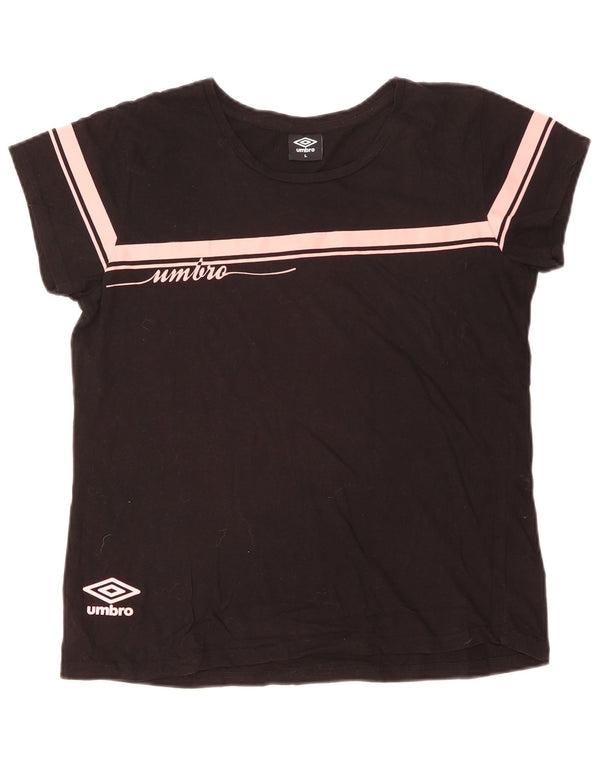 Женская футболка с рисунком Umbro Top UK 16, большая черная хлопковая футболка с цветными блоками