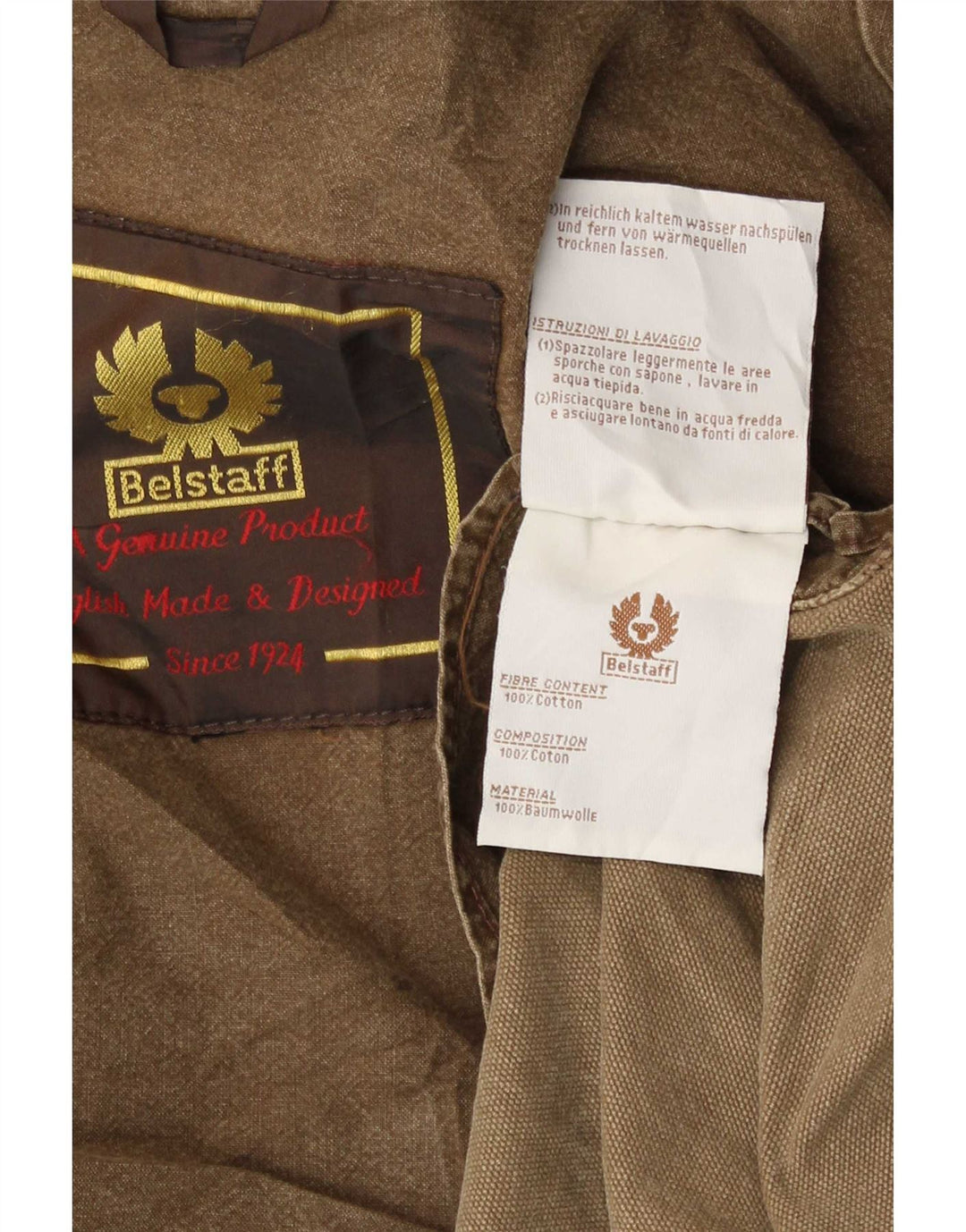 Мужская куртка Belstaff UK 38, хлопковый средний коричневый цвет