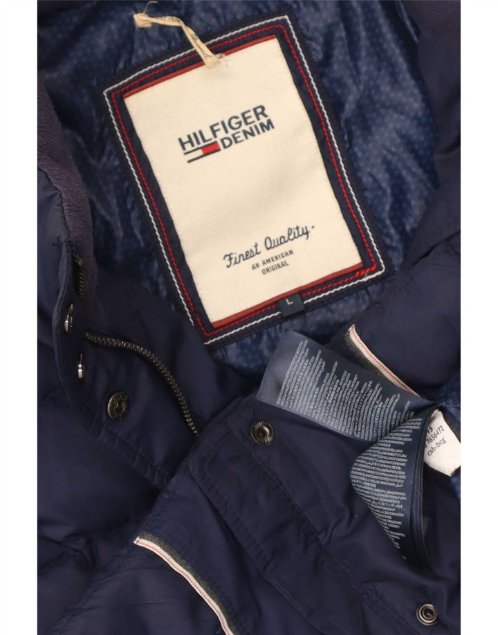 Женская стеганая куртка Tommy Hilfiger UK 16, большой размер, темно-синий, полиэстер