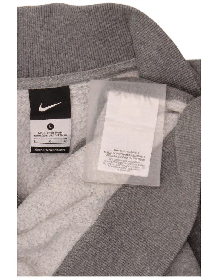 Мужской свитер Nike с воротником на молнии, большой серый хлопковый джемпер в крапинку