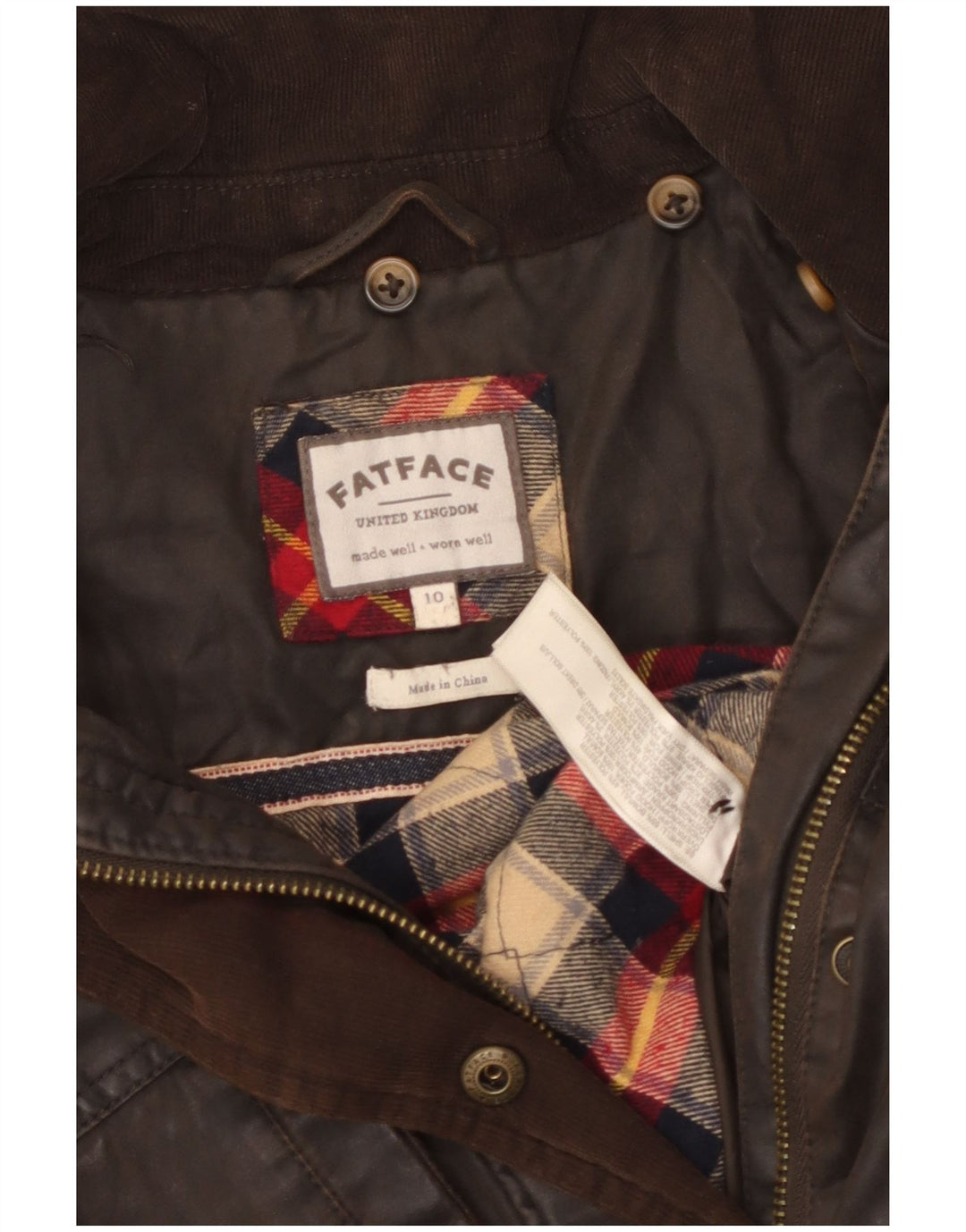 Женская куртка оверсайз из вощеного хлопка FAT FACE, размер UK 10, маленький коричневый хлопок