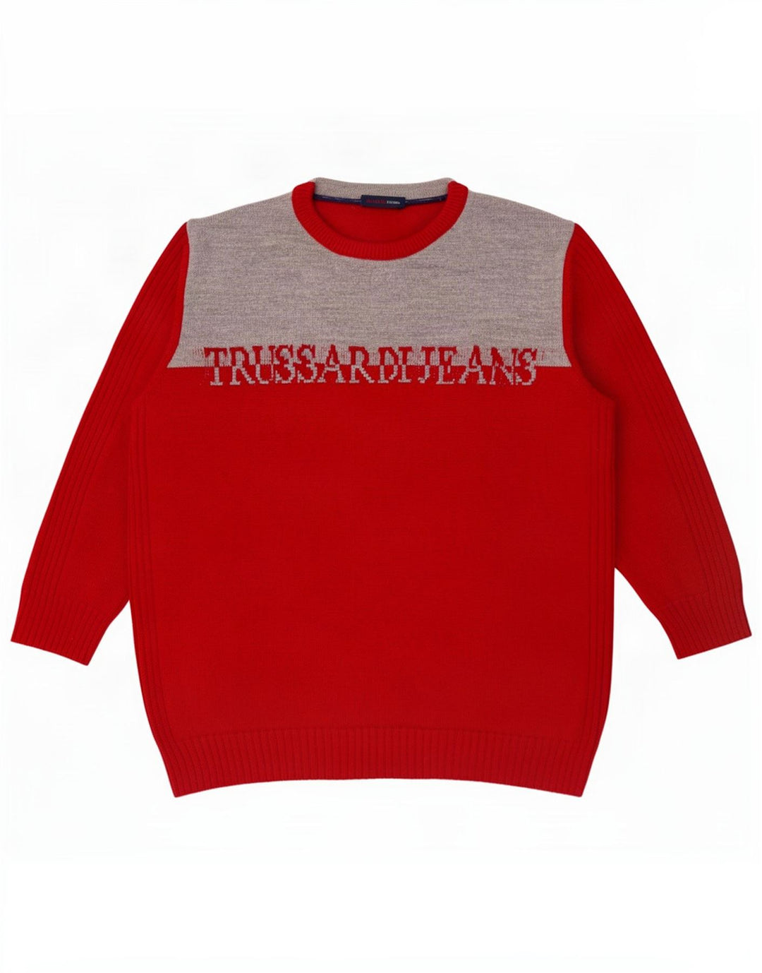 Мужской джемпер Trussardi Jeans с круглым вырезом, средний красный, цветных блоков