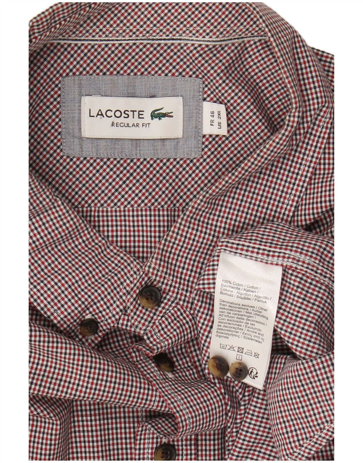 Мужская рубашка стандартного кроя с коротким рукавом Lacoste 2XL, хлопок в красную клетку
