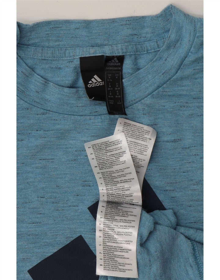 Женская футболка Adidas с графическим рисунком Top UK 12/14, средний синий полиэстер с крапинками
