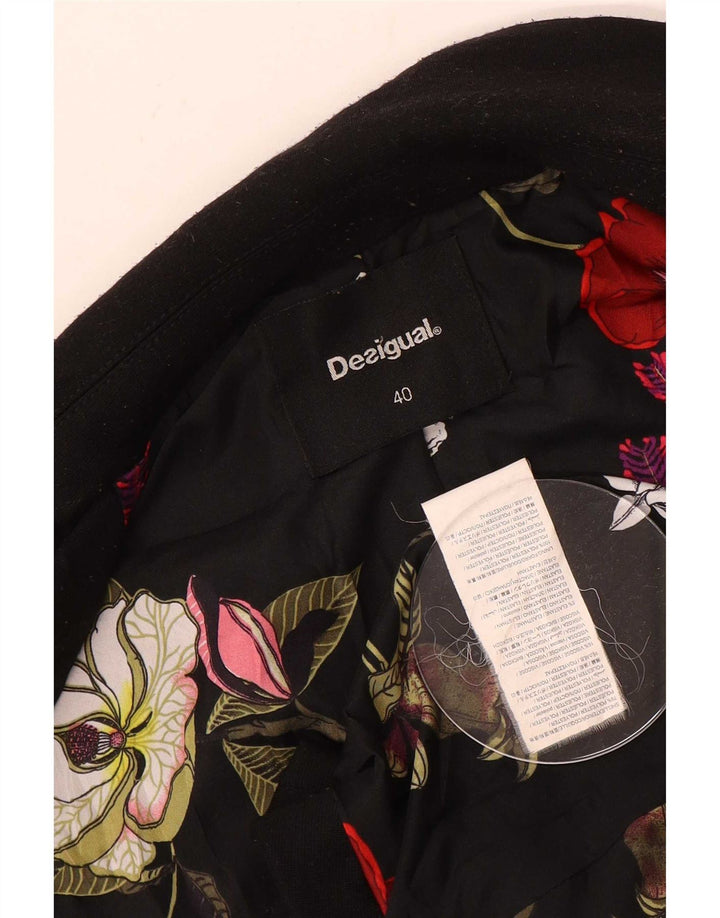 Женский пиджак Desigual на 1 пуговице EU 40, средний черный цветочный полиэстер