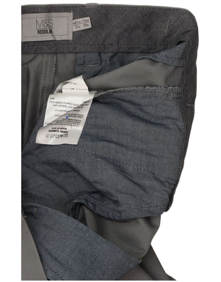 Мужские прямые костюмные брюки Marks & Spencer W32 L29 серые, хлопковые