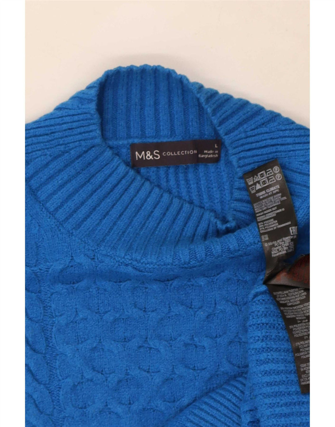 Женский джемпер с высоким воротником Marks & Spencer, Великобритания, 16, большой синий, вискоза