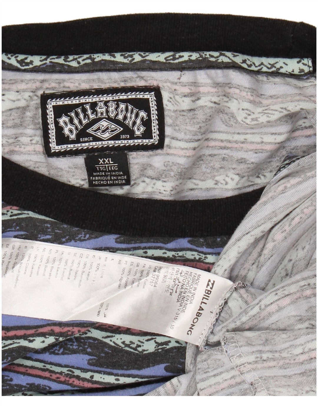 Мужская футболка BILLABONG с рисунком, 2XL, хлопок в синюю полоску