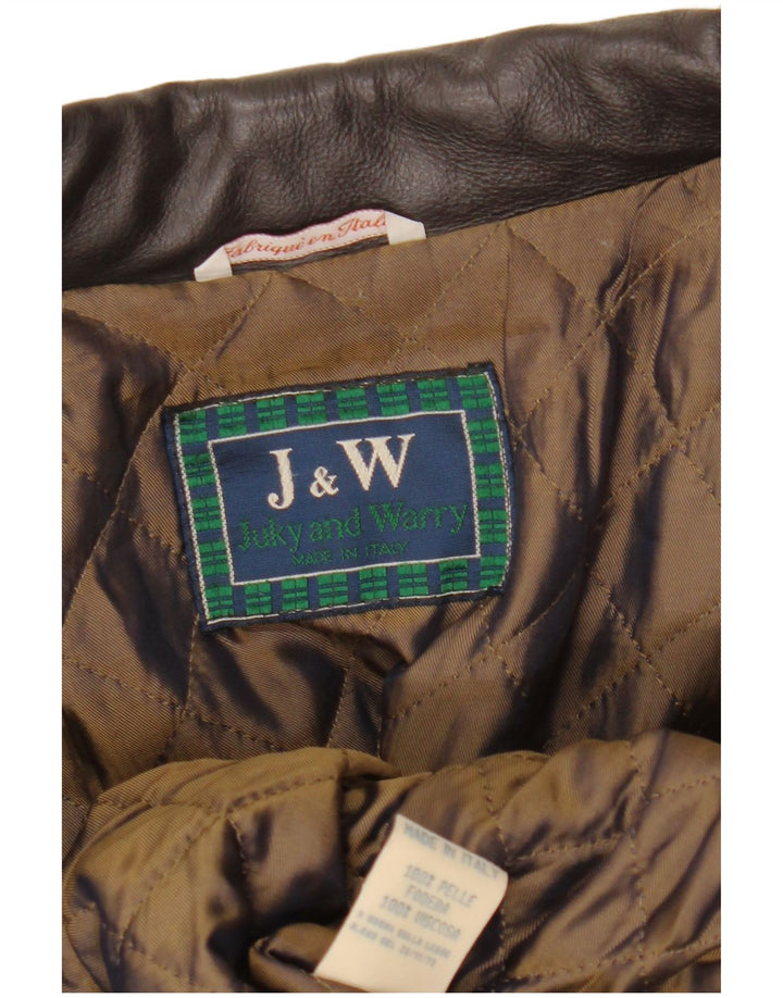 Винтажная женская кожаная куртка UK 18 XL Коричневая кожаная