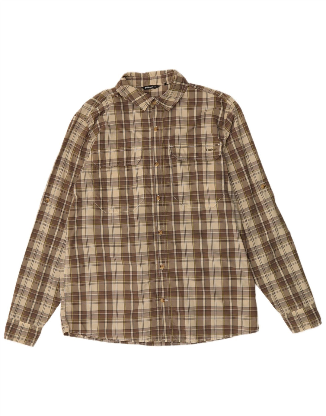 ROHAN Mens Shirt Medium Brown Check Polyamide
