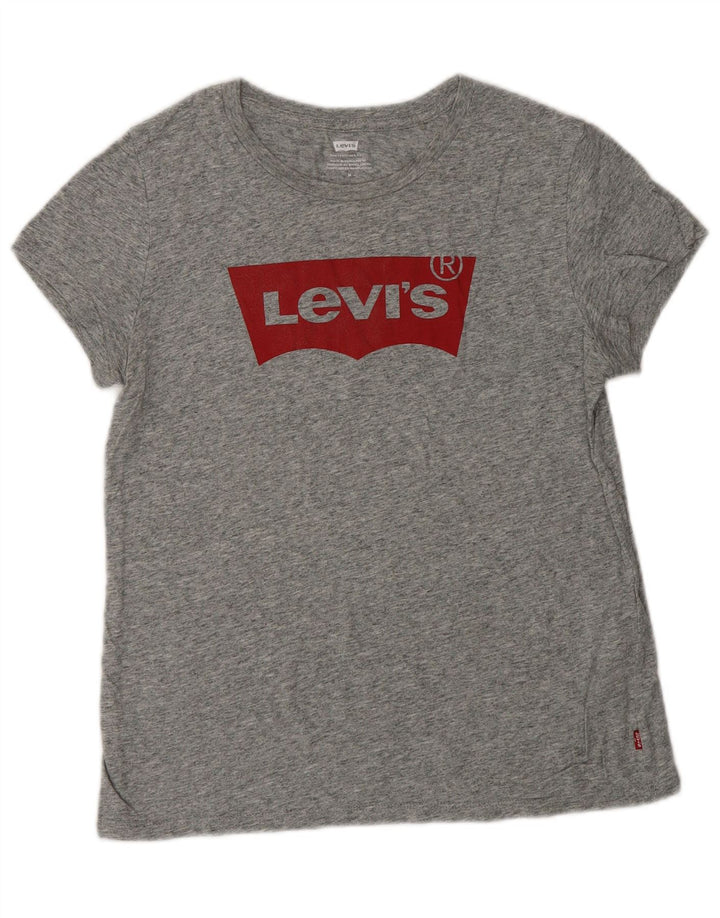 Женская футболка с рисунком LEVI'S Top UK 12, средний серый хлопок с крапинками