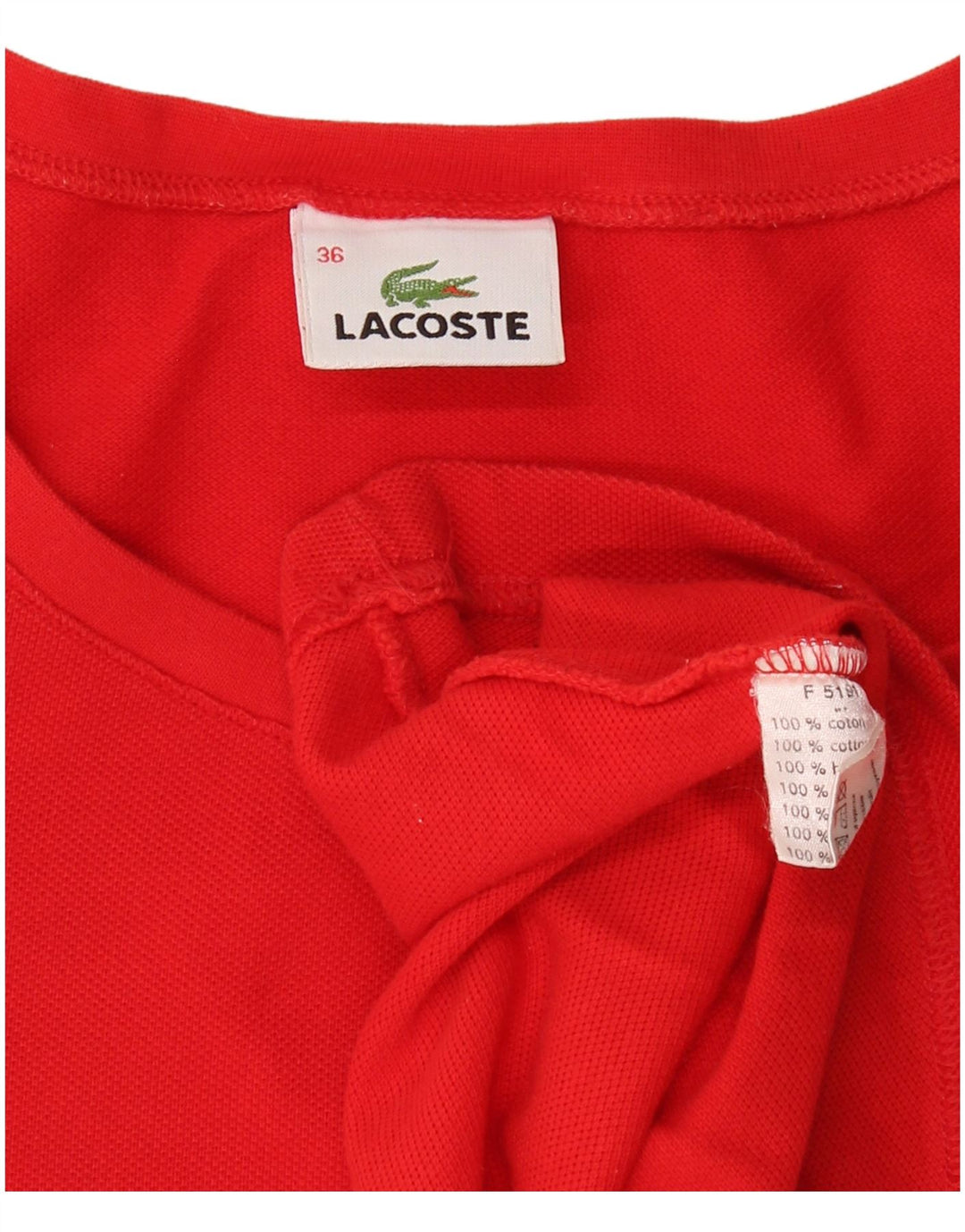 LACOSTE Женская футболка, размер 36, маленькая, красная, хлопок