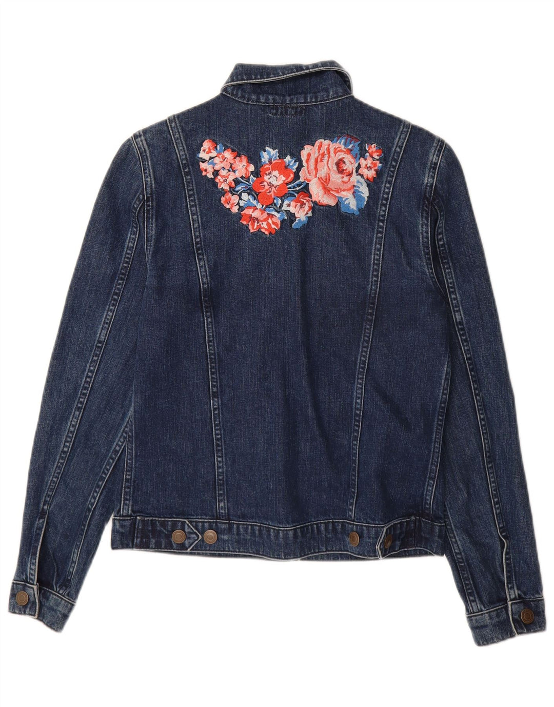 Женская джинсовая куртка Cath Kidston UK 8, маленькая, темно-синяя, хлопковая с цветочным принтом