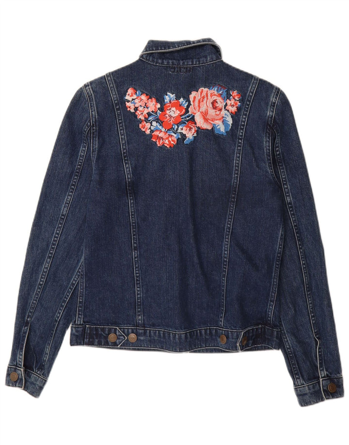 Женская джинсовая куртка Cath Kidston UK 8, маленькая, темно-синяя, хлопковая с цветочным принтом