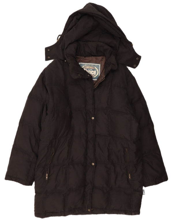 ВИНТАЖНОЕ женское стеганое пальто с капюшоном EU 50 2XL, черный полиамид