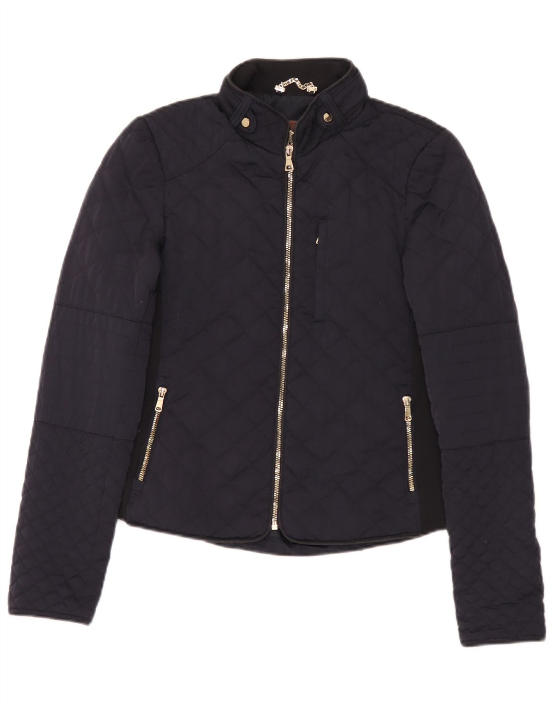 Женская стеганая куртка Zara UK 12, средний темно-синий полиэстер