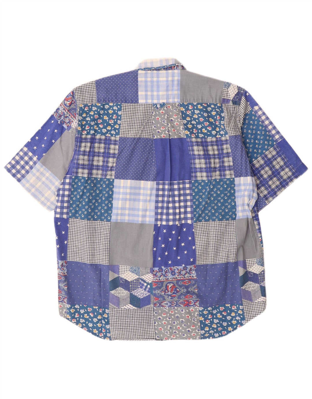 Мужская рубашка с коротким рукавом Sergio Tacchini, большая синяя в стиле пэчворк