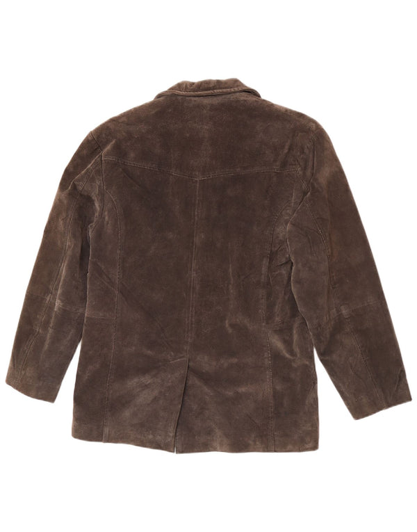 Женский замшевый пиджак ENJOY на 3 пуговицах, Великобритания 14, кожа среднего серого цвета