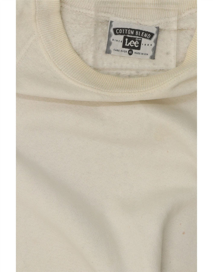 LEE Womens Short Sleeve Sweatshirt Jumper UK 18 XL White Polyester Vintage Lee and Second-Hand Lee from Messina Hembry 