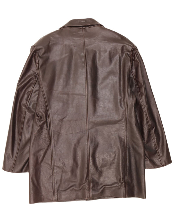 Винтажное женское кожаное пальто UK 18 XL Коричневое