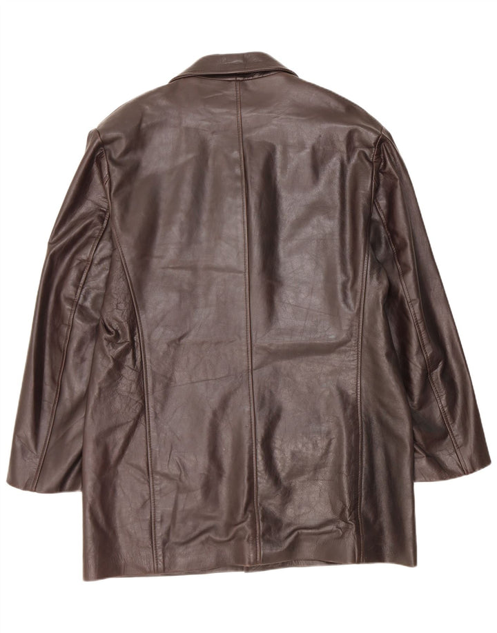 Винтажное женское кожаное пальто UK 18 XL Коричневое