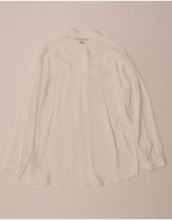 ARMANI EXCHANGE Женская рубашка UK 16, большая белая в тонкая полоска, вискоза