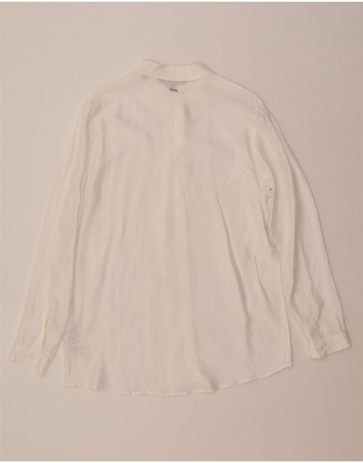 ARMANI EXCHANGE Женская рубашка UK 16, большая белая в тонкая полоска, вискоза