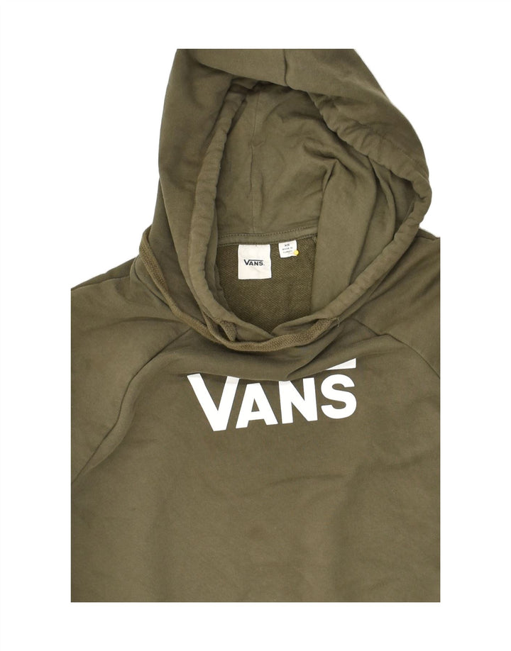 VANS Womens Graphic Hoodie Jumper UK 6 XS Khaki Cotton | Vintage Vans | Thrift | Second-Hand Vans | Used Clothing | Messina Hembry 
