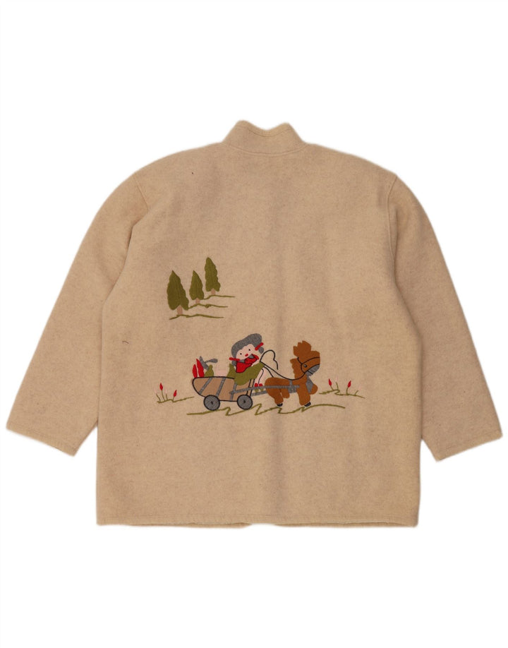 ВИНТАЖНЫЙ женский пиджак с рисунком на 5 пуговицах, Великобритания, 14, большой, бежевый