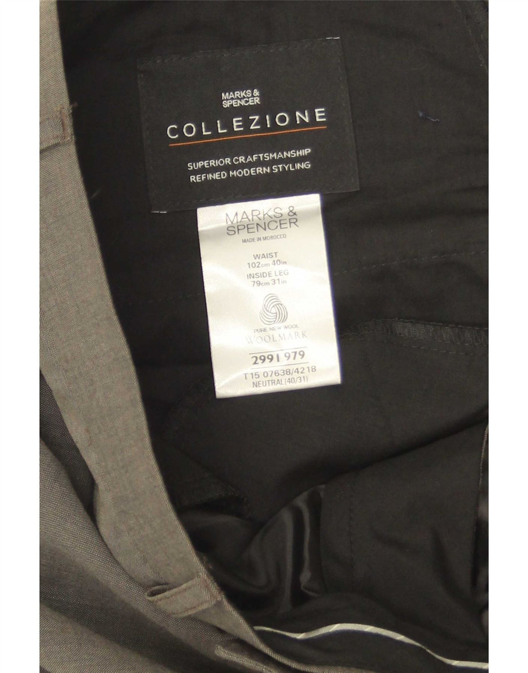 Мужские прямые костюмные брюки Marks & Spencer W40 L30 зеленые шерстяные