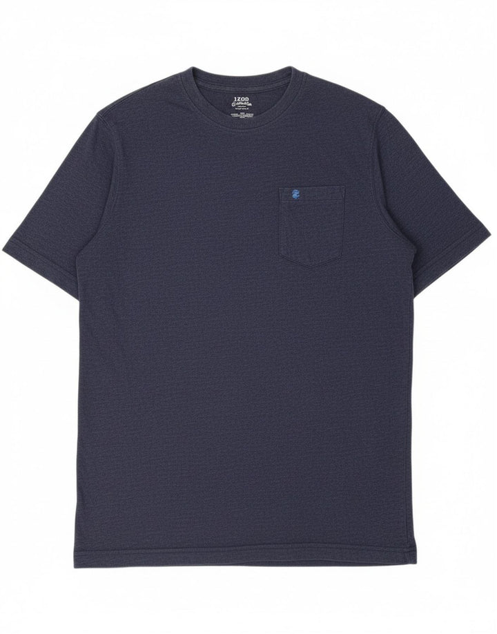IZOD Mens Salt Water T-Shirt Top Medium Navy Blue Cotton
