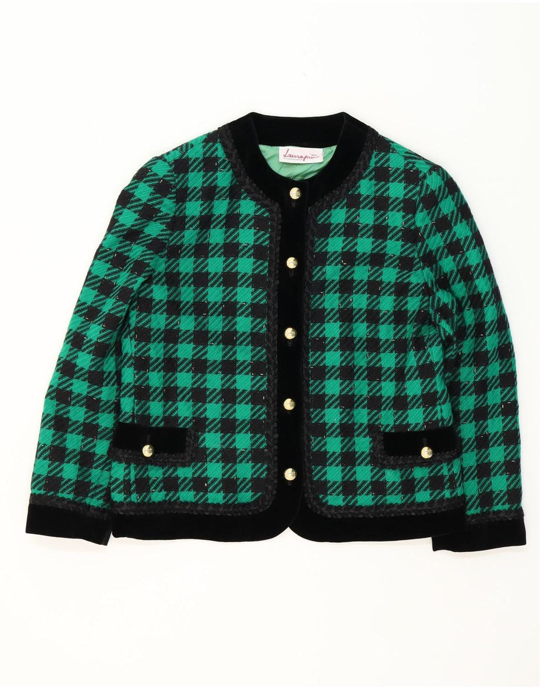 LAURA BIAGIOTTI Womens 5 Button Blazer Jacket UK 18 XL Green Check Vintage Laura Biagiotti and Second-Hand Laura Biagiotti from Messina Hembry 