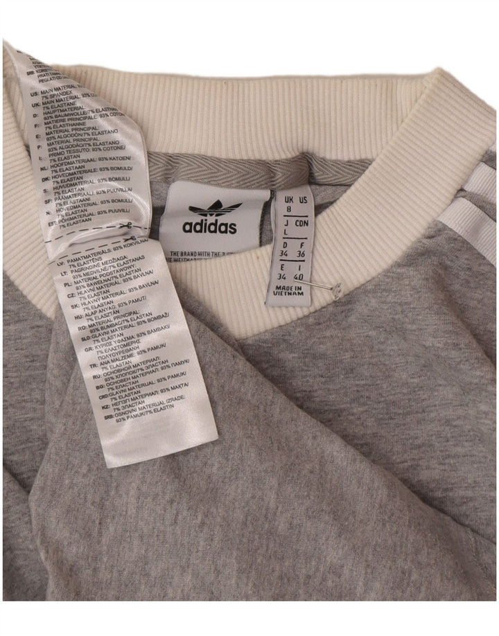 Женский топ Adidas с длинным рукавом UK 8, маленький серый хлопок