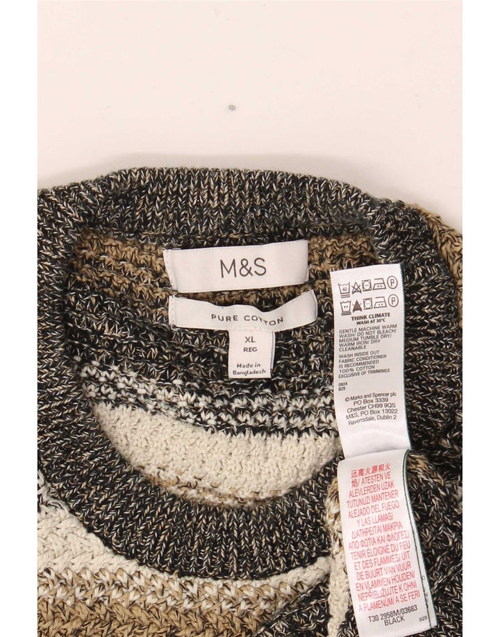 Мужской джемпер с круглым вырезом Marks & Spencer XL в разноцветную полоску
