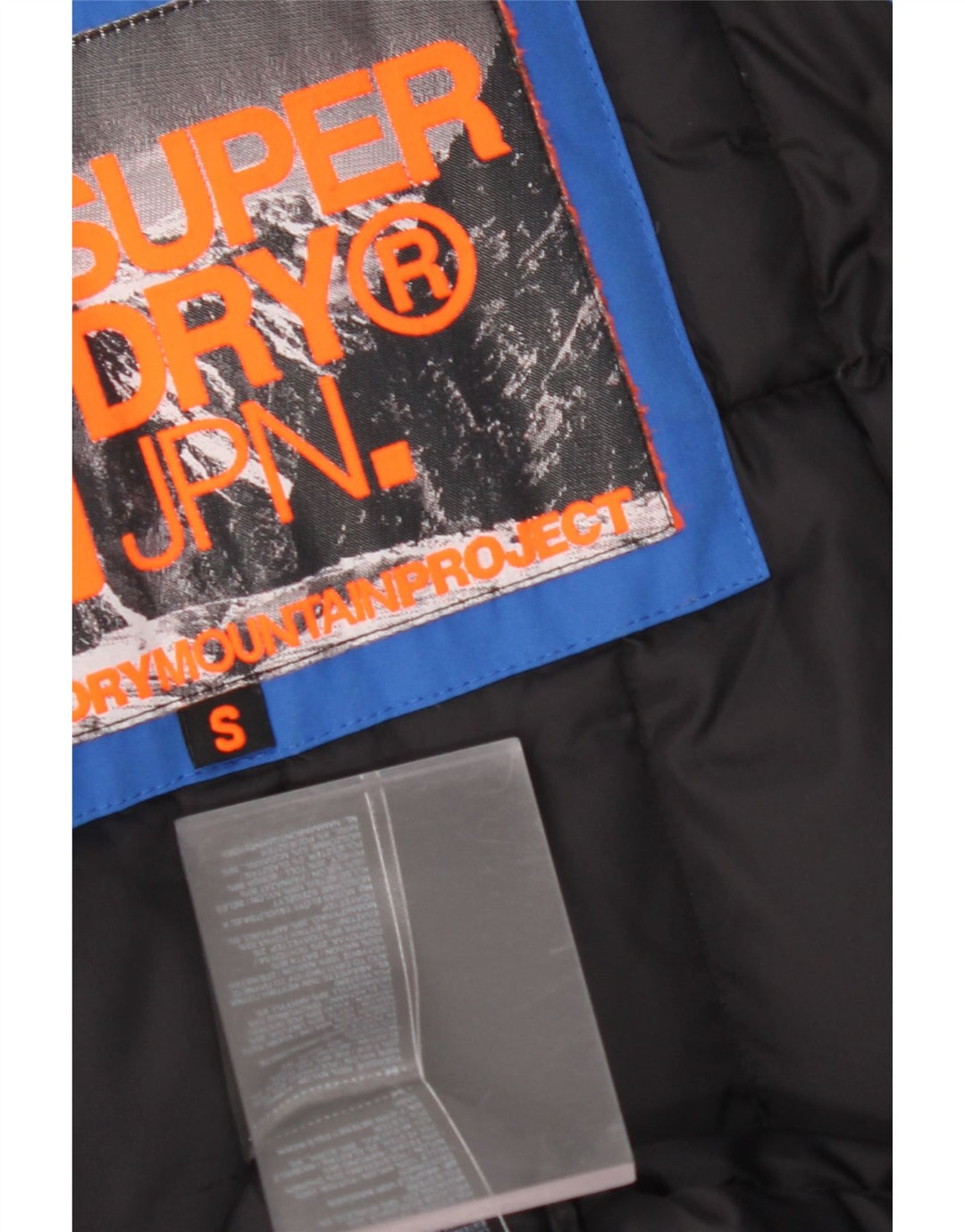 SUPERDRY Мужское стеганое пальто с капюшоном и графическим рисунком UK 36, маленький синий нейлон