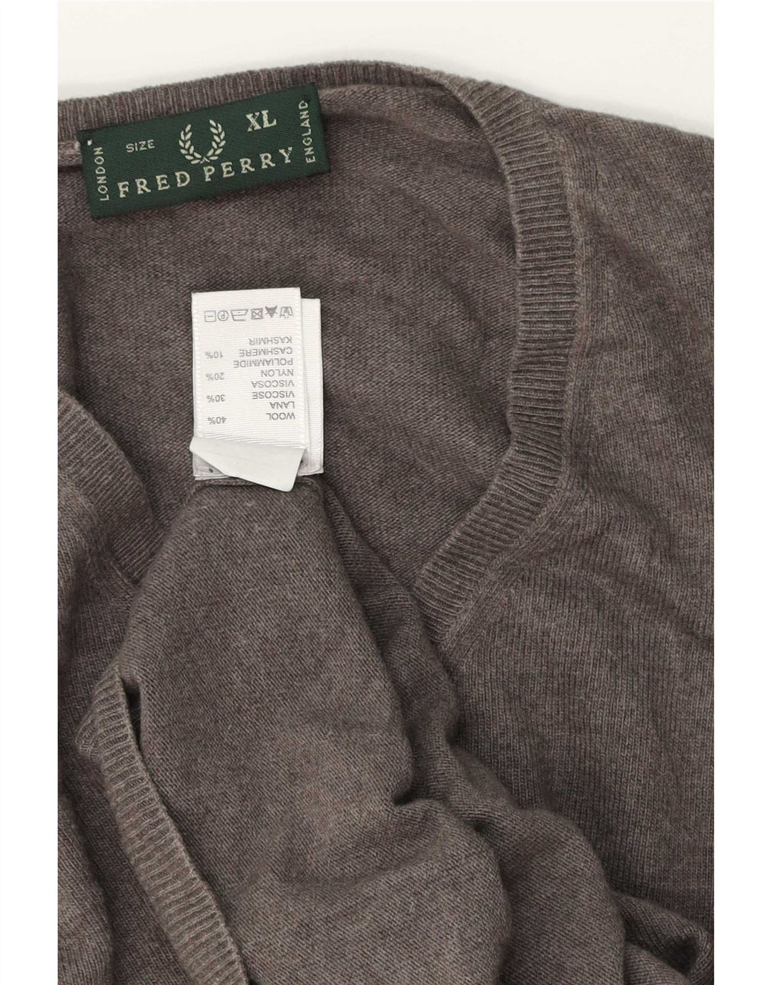 Мужской джемпер с v-образным вырезом Fred Perry, размер XL, серая шерсть