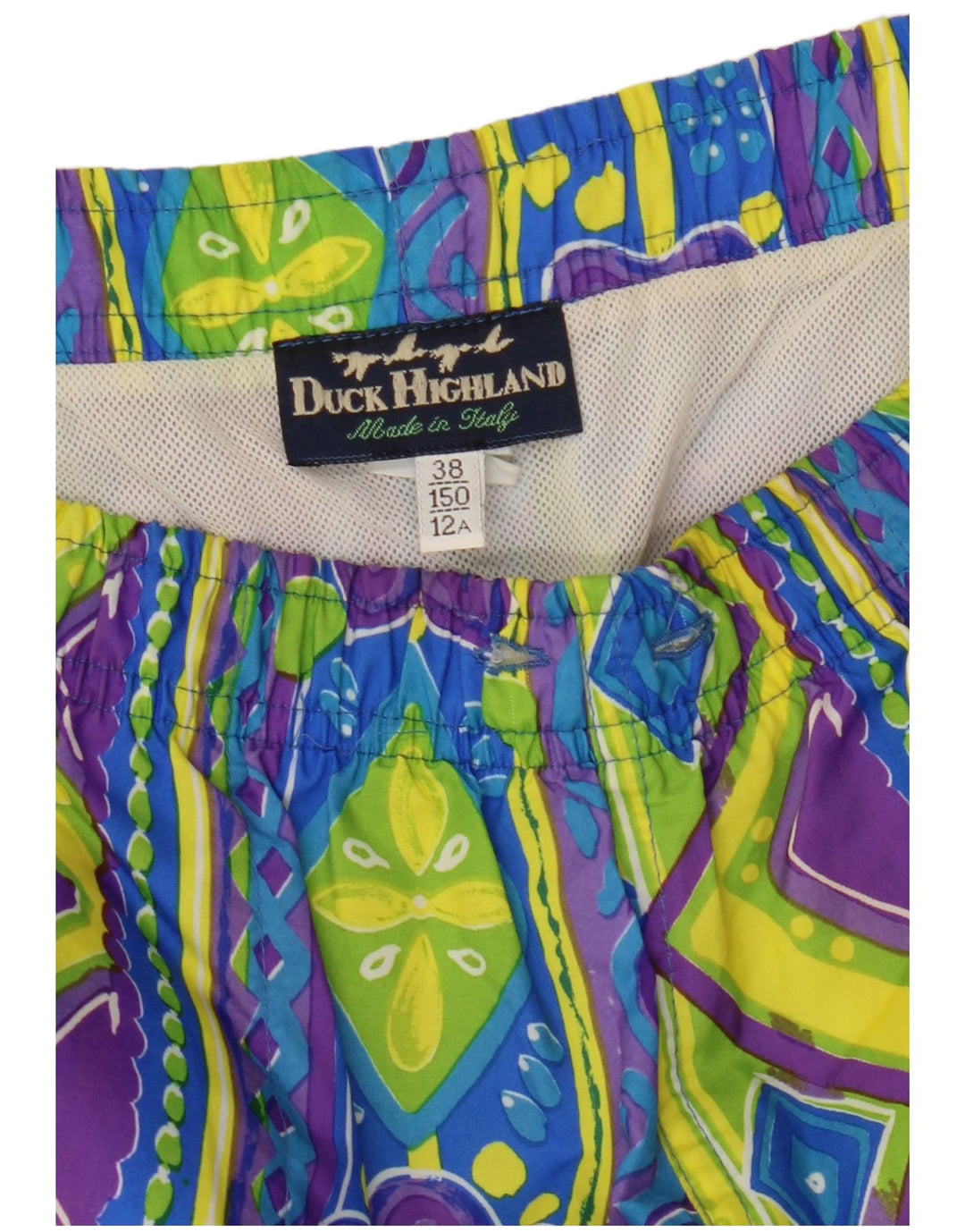 VINTAGE Boys Swimming Shorts 11-12 Years Multicoloured Striped
