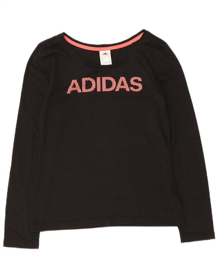 Женский топ Adidas с длинным рукавом и графикой, Великобритания, 8/10, маленький, черный
