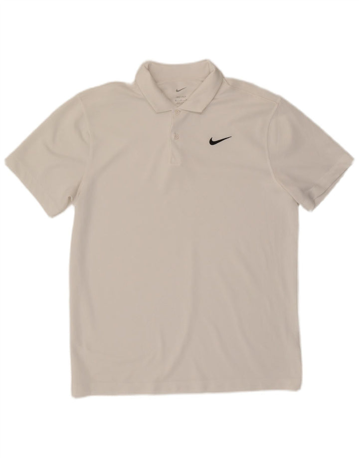 Мужская рубашка-поло Nike Dri Fit среднего белого цвета