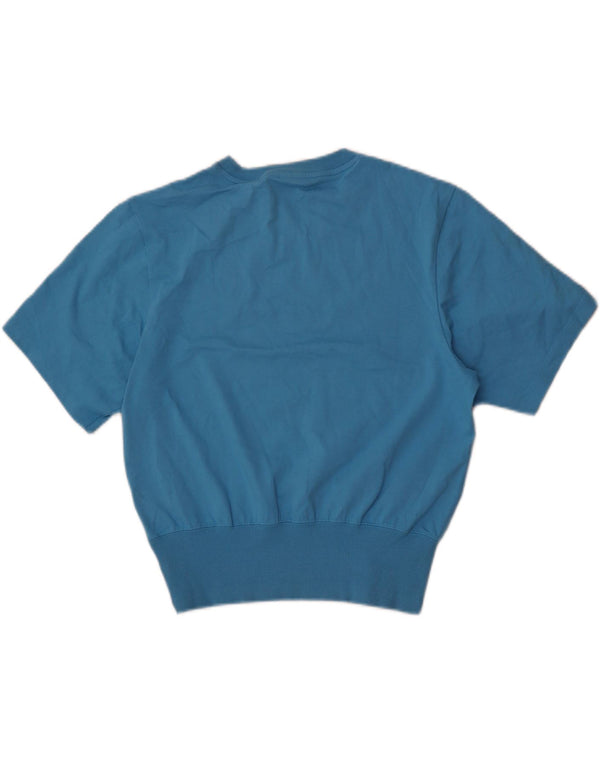 Женский джемпер большого размера с коротким рукавом Adidas UK 10, маленький синий