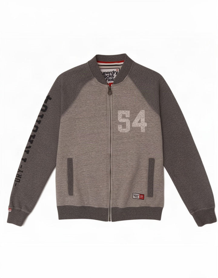 Superdry Мужской спортивный костюм с графическим рисунком, верхняя куртка, большой серый хлопок с цветными блоками