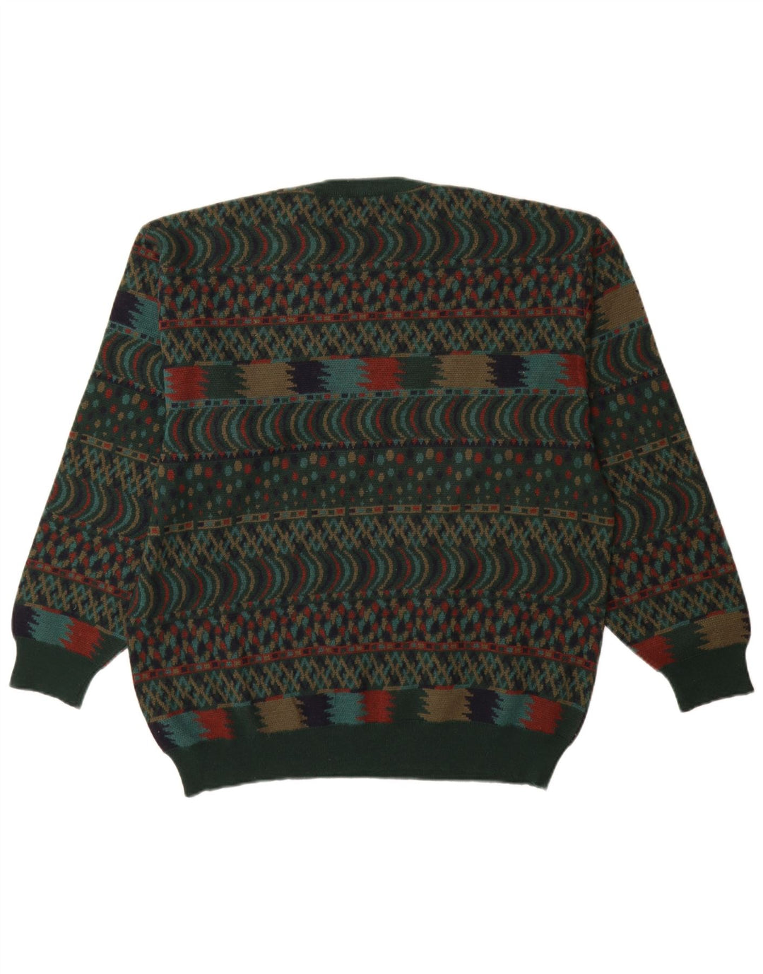 Мужской джемпер с круглым вырезом VINTAGE IT 54 XL, зеленый шерсть Fair Isle