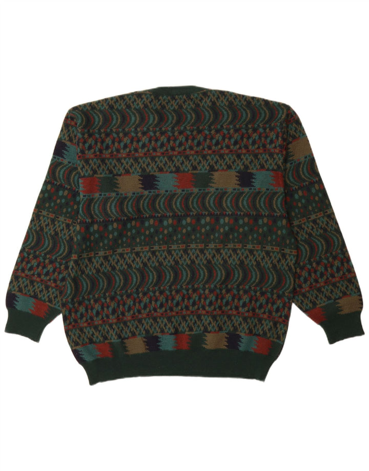 Мужской джемпер с круглым вырезом VINTAGE IT 54 XL, зеленый шерсть Fair Isle
