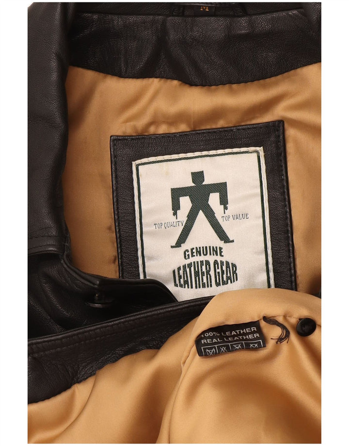 Винтажная мужская кожаная куртка UK 38, средняя черная кожаная куртка