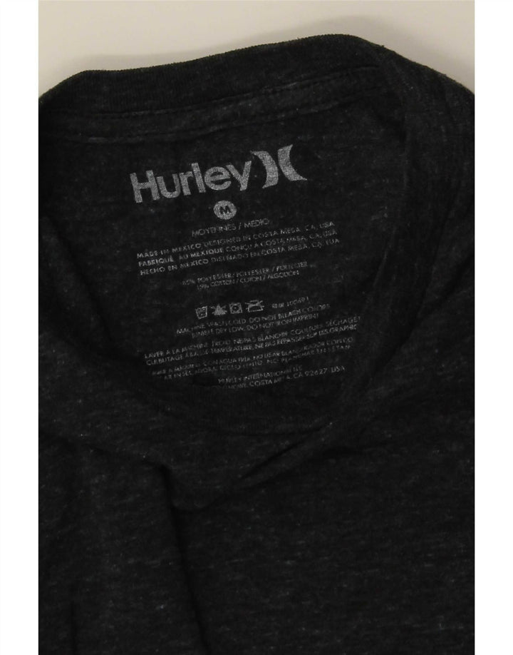 Мужская футболка с рисунком Hurley, хлопковый топ среднего серого цвета