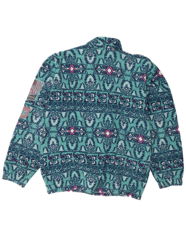 Vintage Mens Fleece Jacket UK 40 Large Blue Geometric