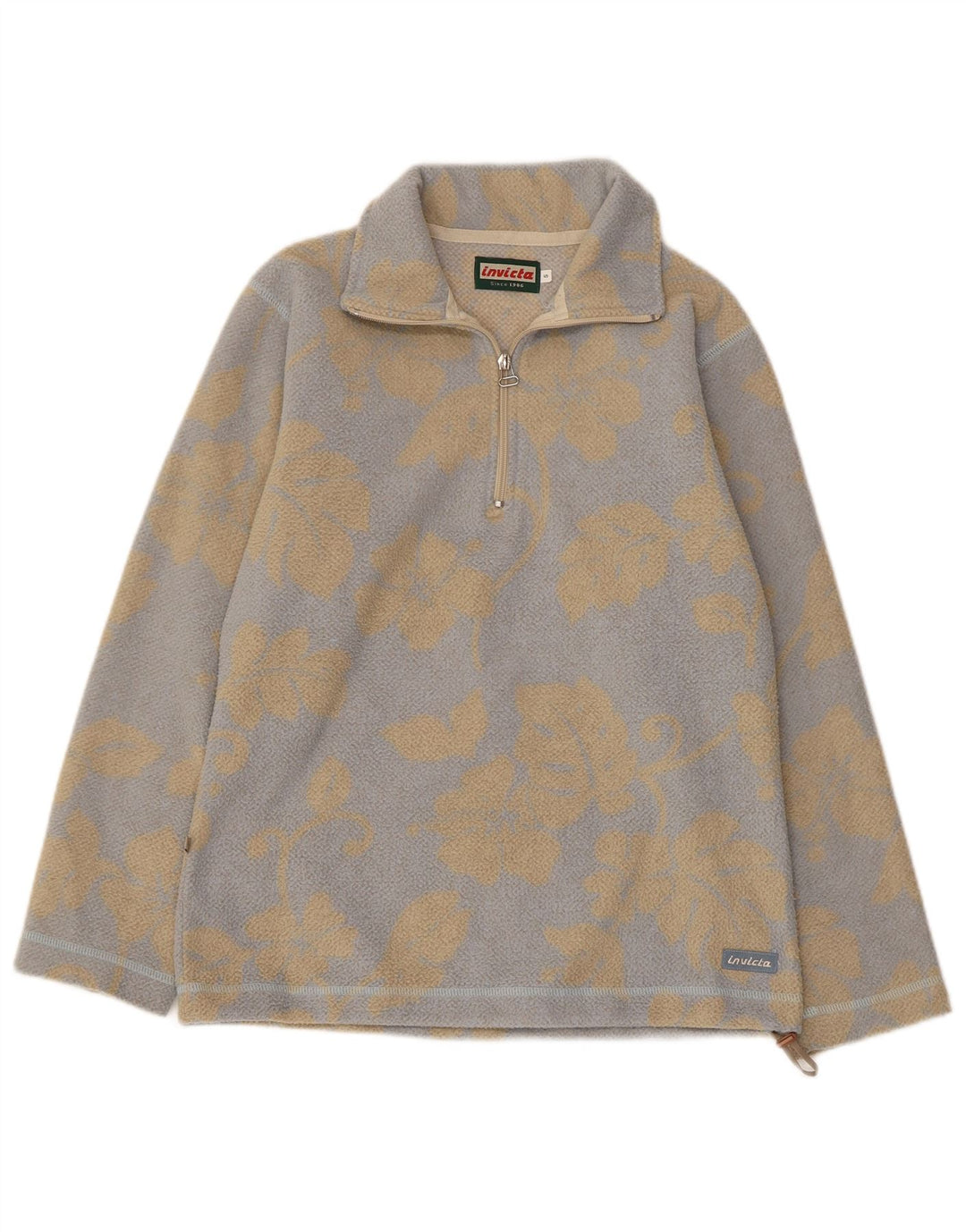 INVICTA Мужской флисовый джемпер с воротником на молнии, маленький серый полиэстер с цветочным принтом
