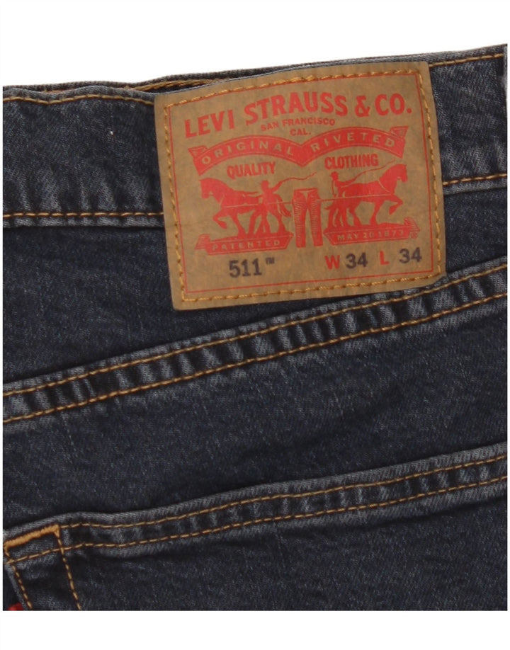 Мужские джинсы Levi's 511 Slim W34 L34 Темно-синие, хлопок