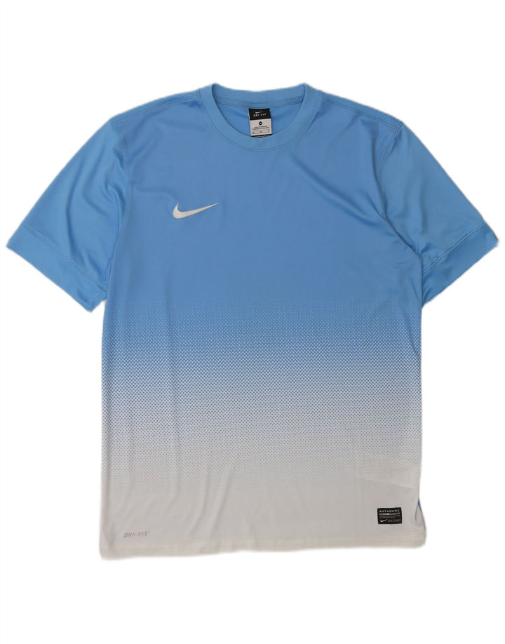 Nike Mens Dri Fit T-Shirt Top Medium Blue Colourblock Polyester
