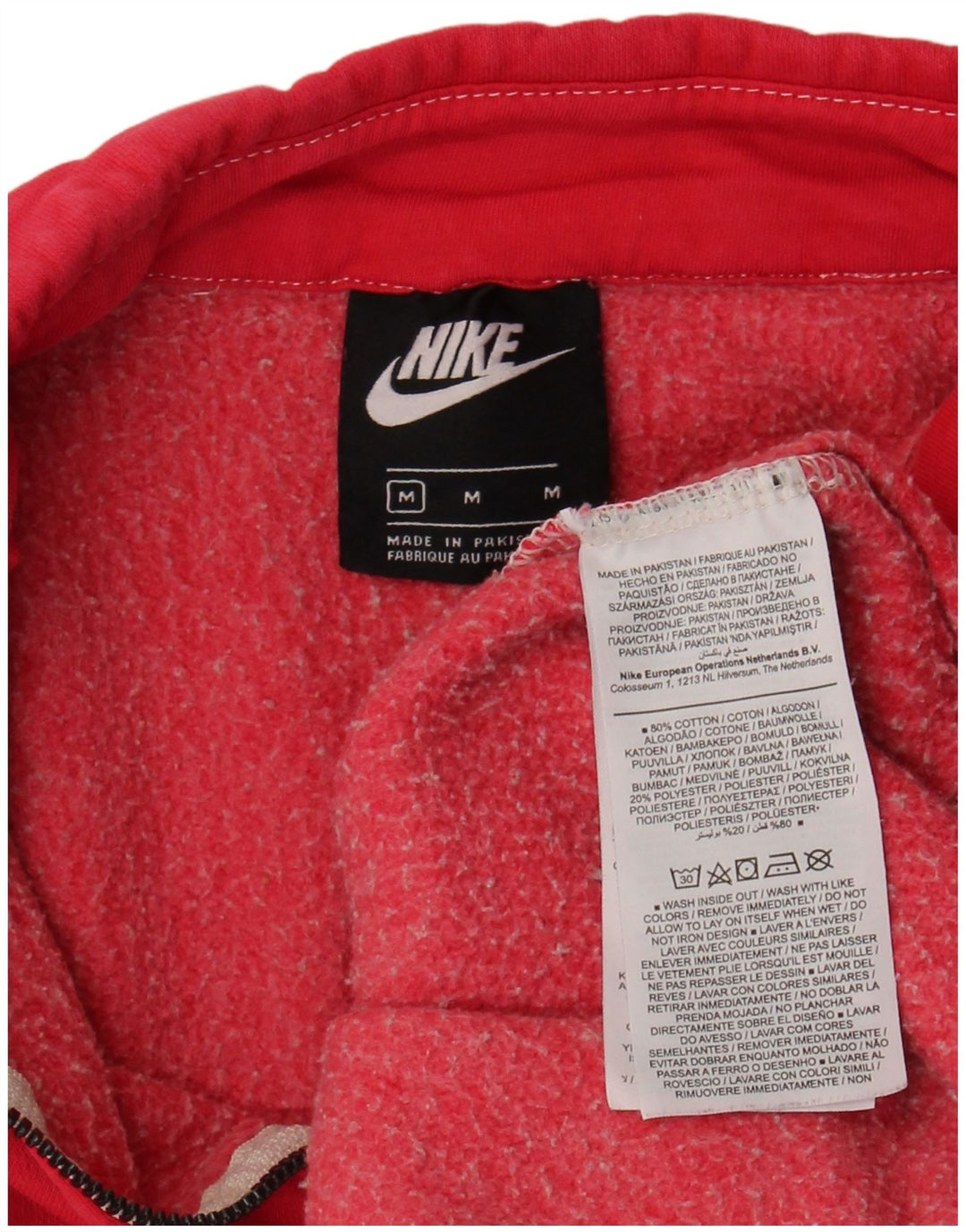 Женский свободный свитшот с воротником на молнии Nike UK 14, хлопковый средний розовый цвет
